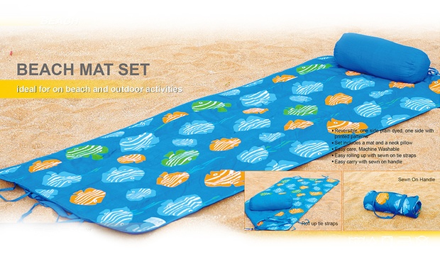 Roll Up Beach Mat With Pillow Groupon