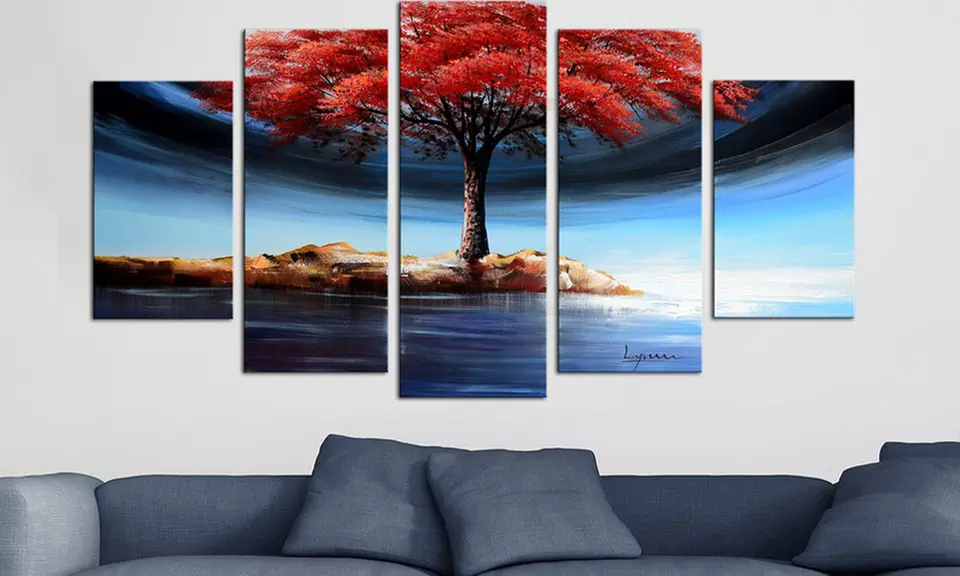 Large Multi-Panel Hand-Painted Textured Paintings and Gallery-Wrapped Canvas Art - Primary Image