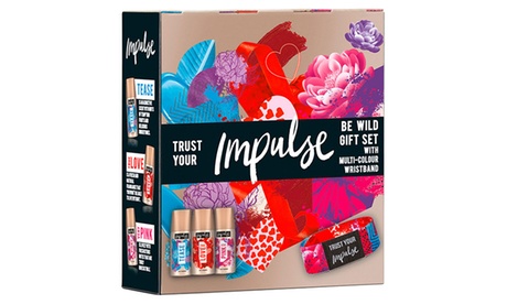 Fino a 4 kit di 3 spray per il corpo da 35 ml e 1 bracciale multicolore Impulse