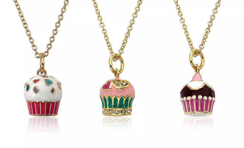 14-Karat Gold-Plated Little Miss Twin Stars Cupcake Pendant Necklaces - Primary Image