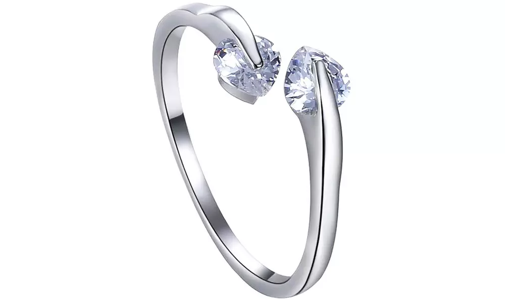 Love Comet Ring with Swarovski Elements Crystals in Sterling Silver - Second Medium