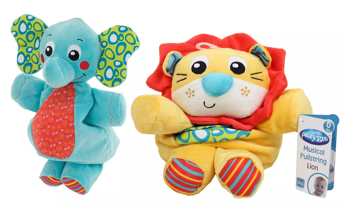 Playgro Lion and Elephant Musical Plush Baby Toys  - Primary Image