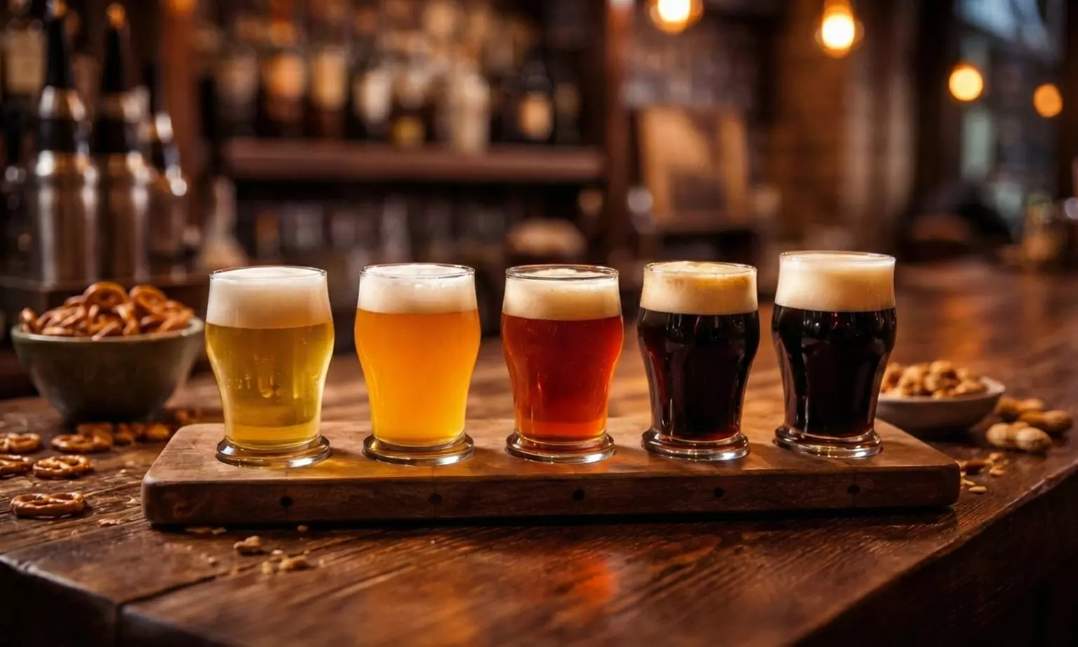 Tasting Tray De Luxe mit 5 Bier-Sorten je 0,1 L für 1, 2 oder 4 Pers.