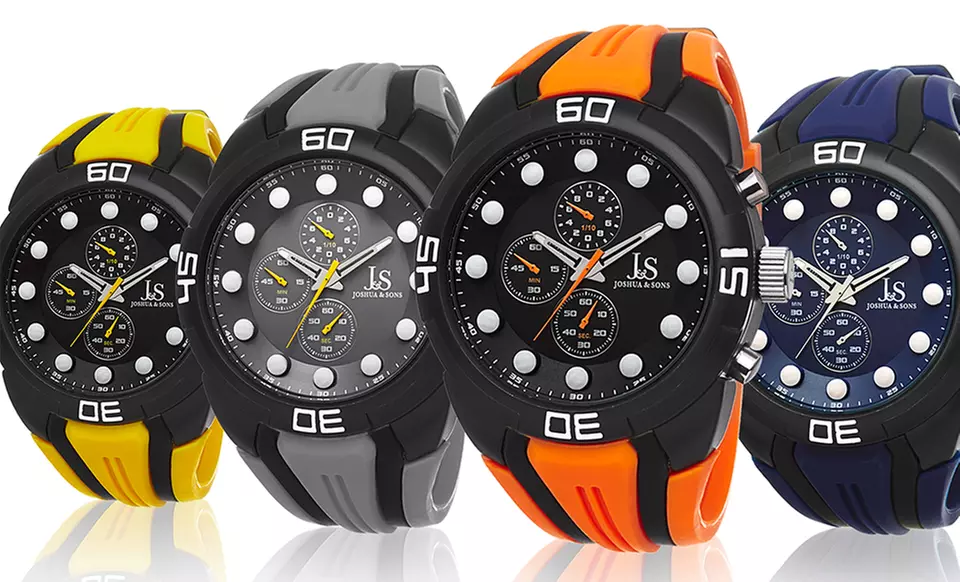 Joshua & Sons Men's Sports Watch in Blue, Gray, Orange, or Yellow. Free Returns. - Primary Image