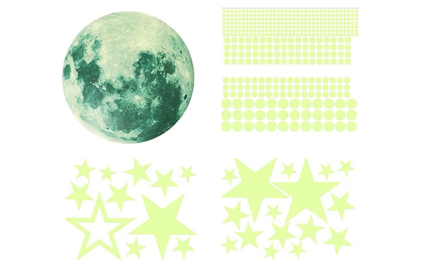 Image 6: Ensemble de stickers phosphorescents étoiles et lune 