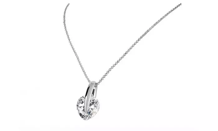18ct White-Gold Plated Solitaire Heart Pendant Made with SWAROVSKI ELEMENTS for £7.99 (92% Off) - Image 2