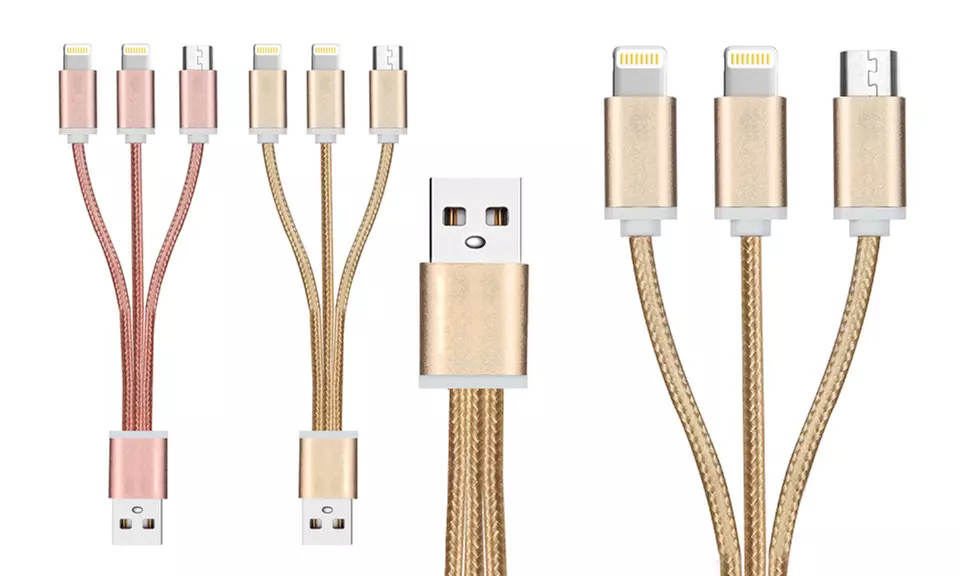 Câble de données USB  FX Powabud tressé 3 en 1, livraison gratuite - Primary Image