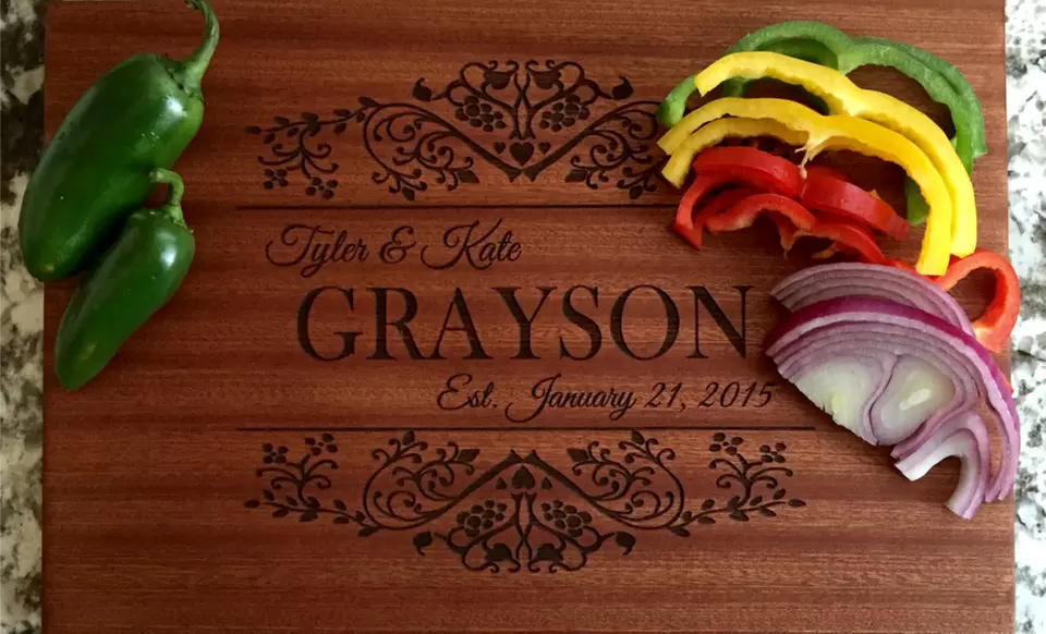 One or Two Large Personalized Mahogany Cutting Boards from American Laser Crafts - Primary Image