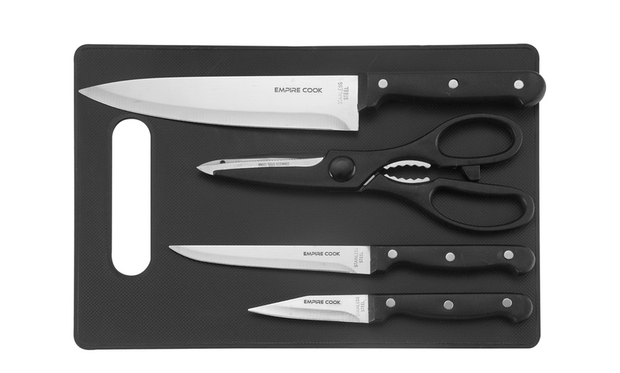 Image 1: 4-Piece Knife Set &Chopping Board