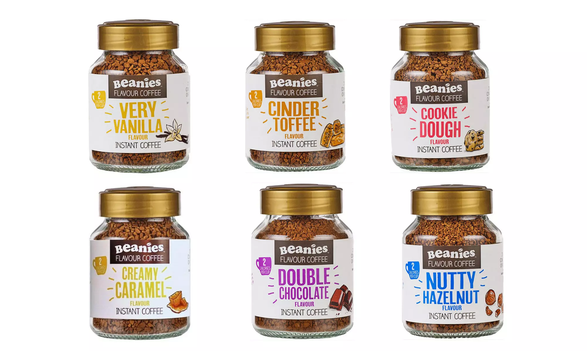Six Jars of Instant Beanies Flavoured Coffee - Primary Image