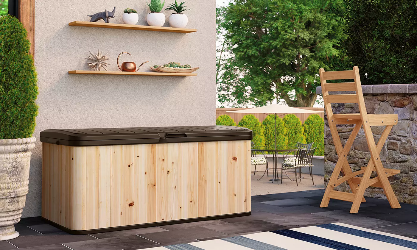Suncast 120-Gallon Cedar & Resin Deck Box - Primary Image