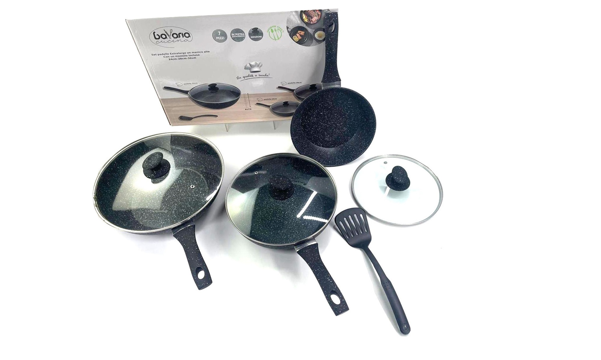 Set di padelle e Coperchi in Pietra Antiaderente
