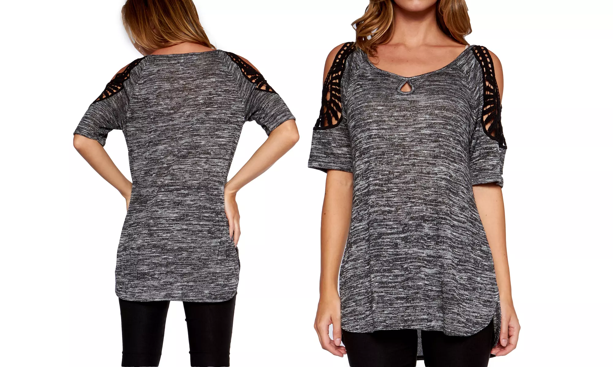 Women's Plus Size Cold Shoulder Top - Second Medium