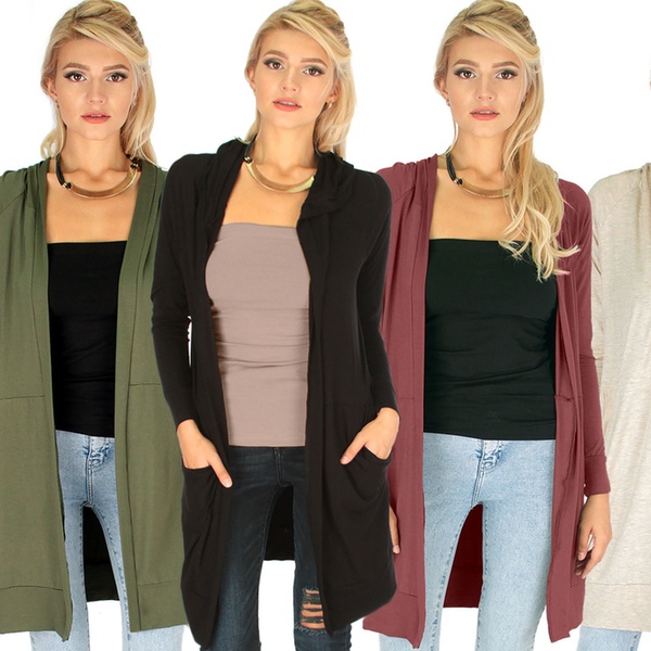 long hooded cardigan womens