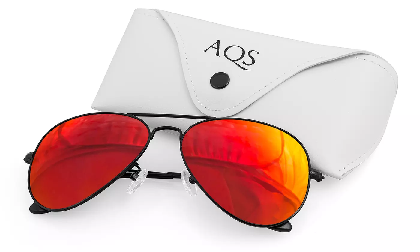 AQS Oliver Unisex Mirrored Aviator Sunglasses - Primary Image