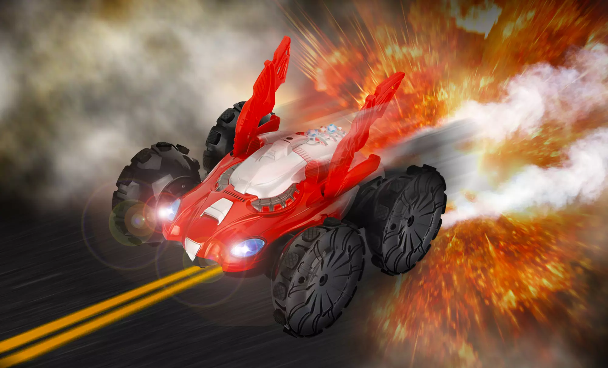 Microgear 1:36 RC Psycho Assault on Water and Land Stunt Car in Blue, Green, or Red. Free Returns. - Primary Image