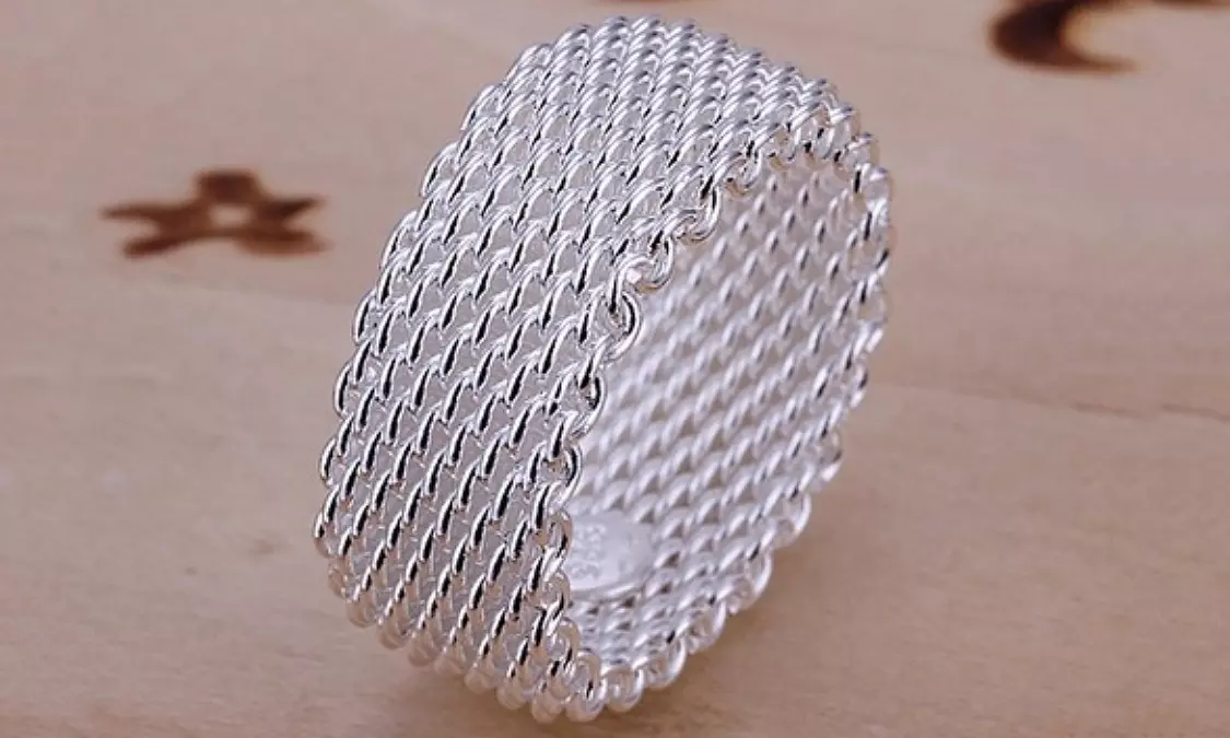 Sterling Silver Woven Mesh Ring - Primary Image