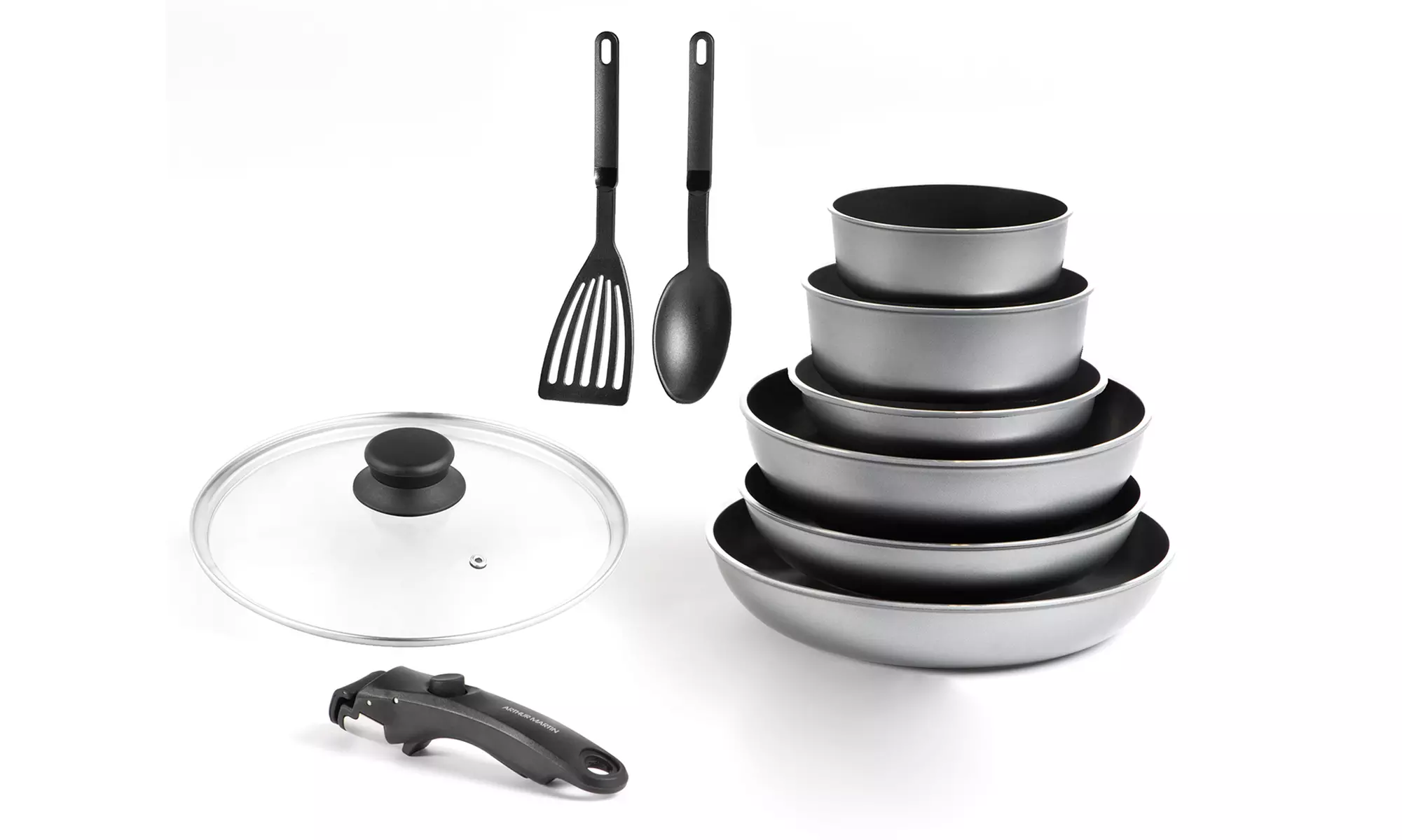 Batterie de cuisine 10 pièces d'Arthur Martin en aluminium forgé, livraison gratuite - Primary Image