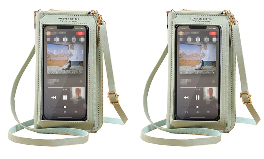 Image 12: Waterproof Crossbody Phone Bag with USB Charger Port