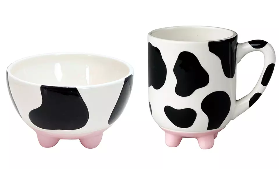 Udderly Cow Set of 2 Bowls or 20oz. Mugs - Primary Image