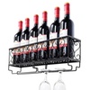 Image 3: Wall-Mounted Wine Glass Rack Goblet and Bottle Storage