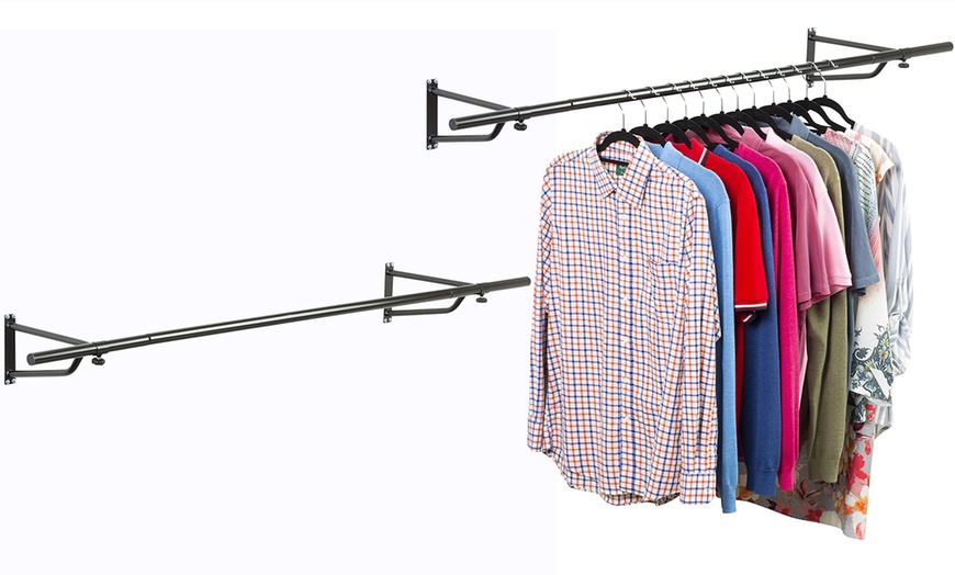 Image 1: Wall-Mounted Garment Rail