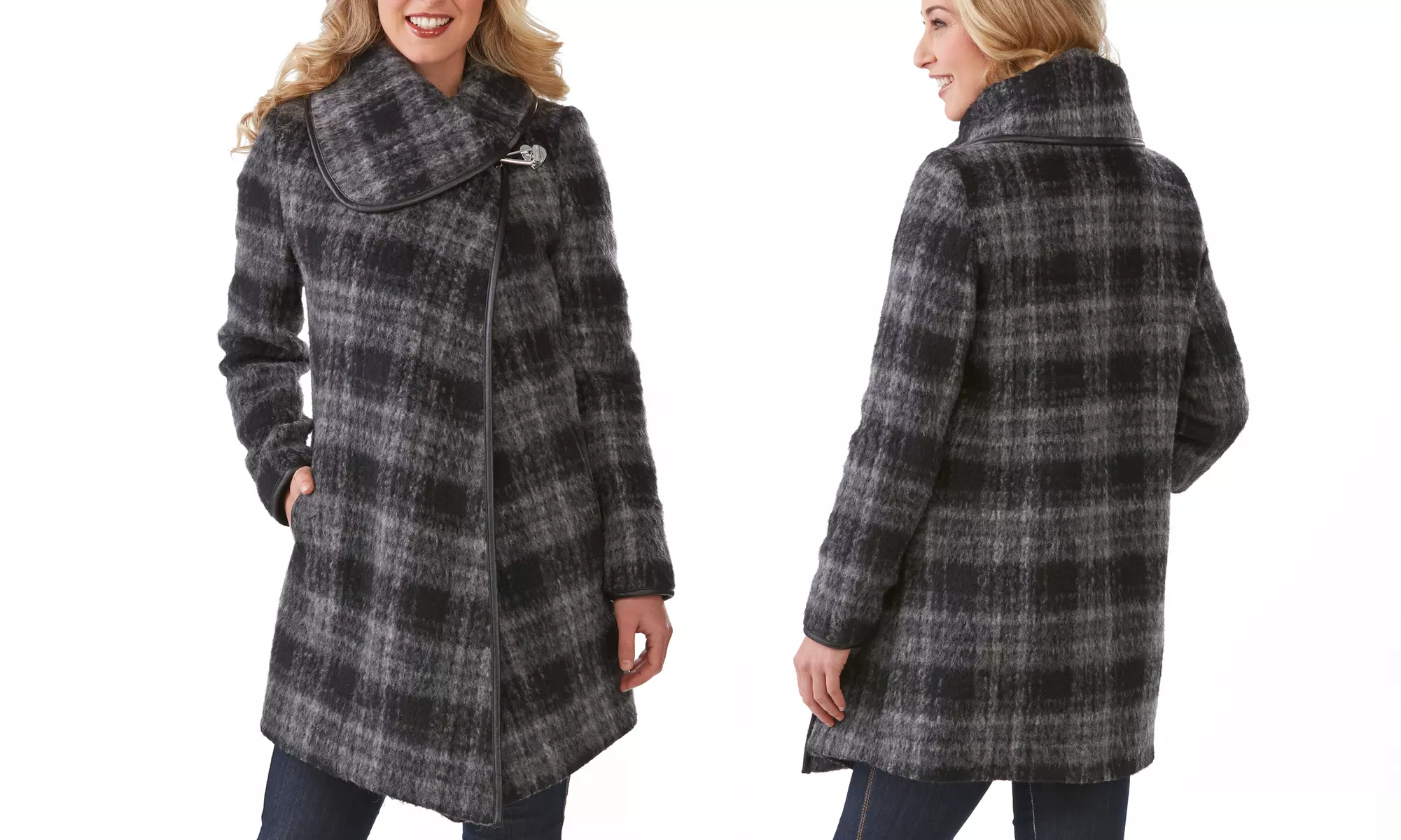 Betsey Johnson Women's Melton or Novelty Wool-Blend Wrap Coat - Second Medium