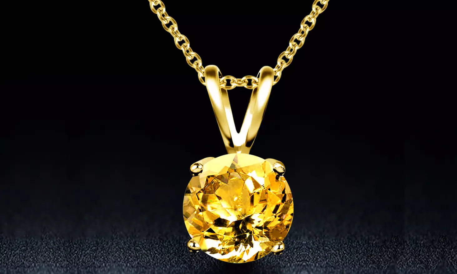 1.00 CTW Genuine Citrine Pendant in 18K Gold Plated Sterling Silver - Primary Image