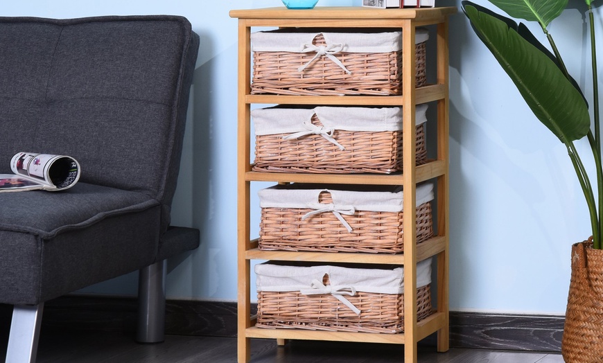 Image 6: HomCom Wicker Basket Drawers
