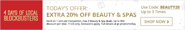 Extra 20% off Beauty & Spas