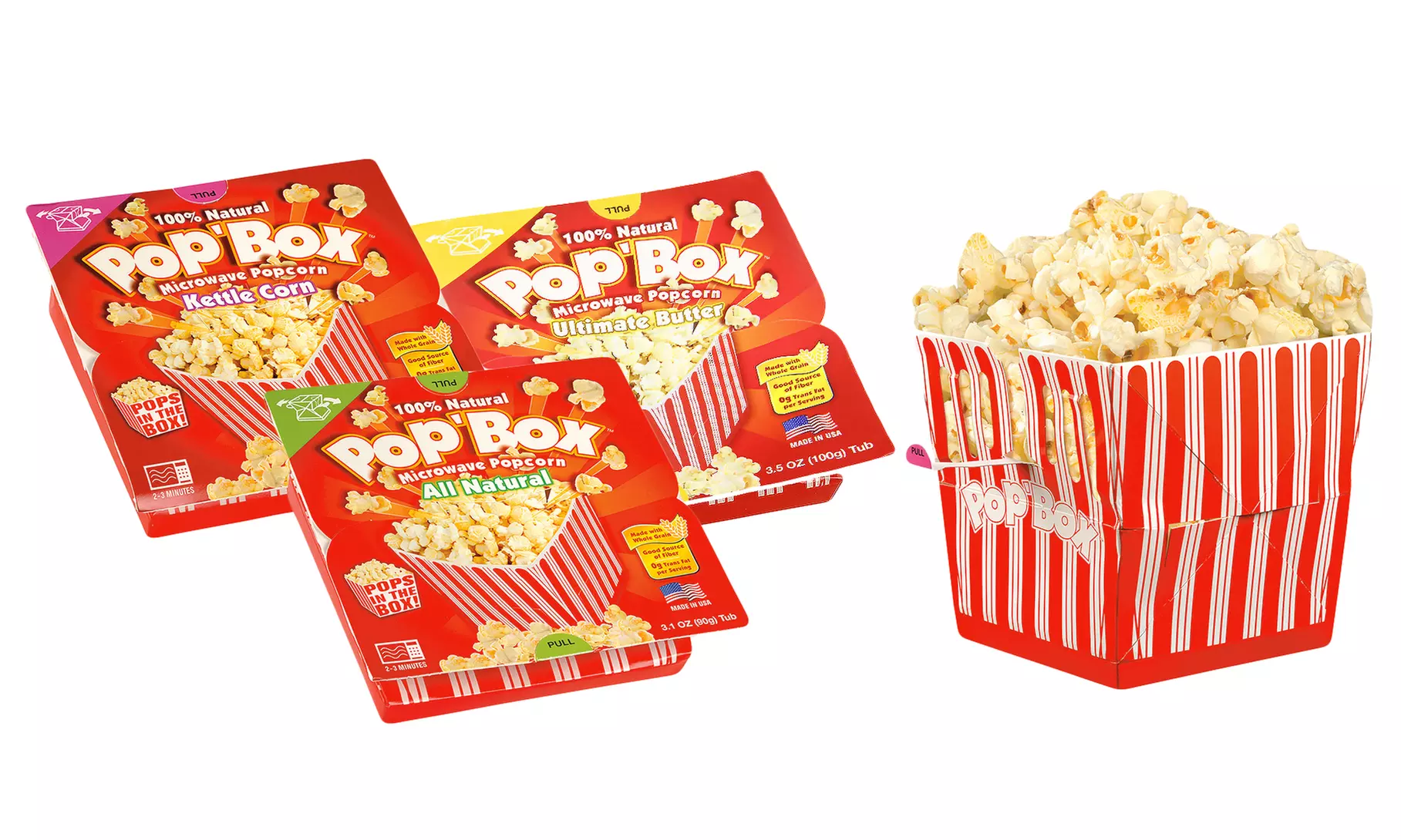 Pop'Box Microwave Popcorn; 12-Pack of 3.1oz. Boxes - Primary Image