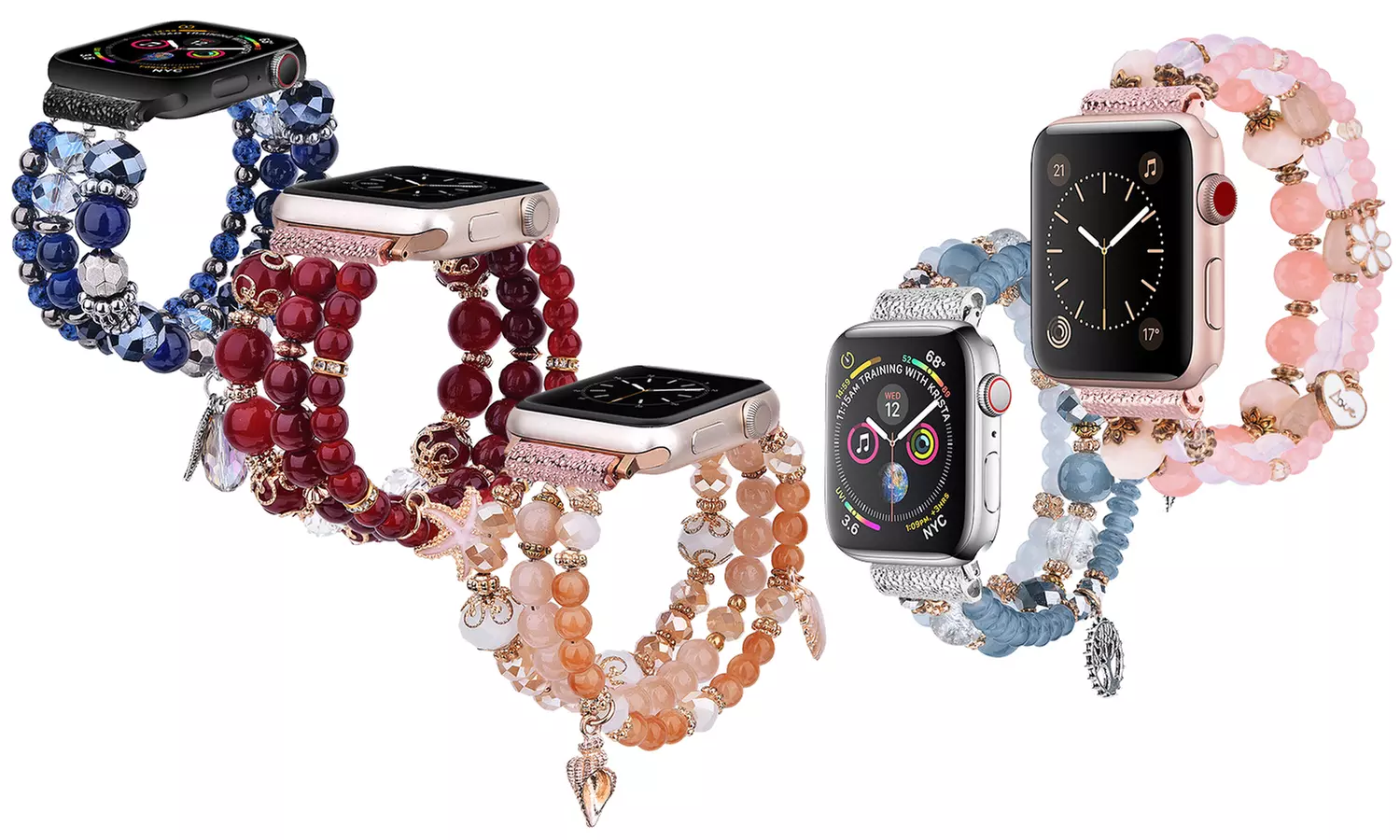 Beaded Bracelet Elastic Band for Apple Watch Series 1/2/3/4/5 - Primary Image