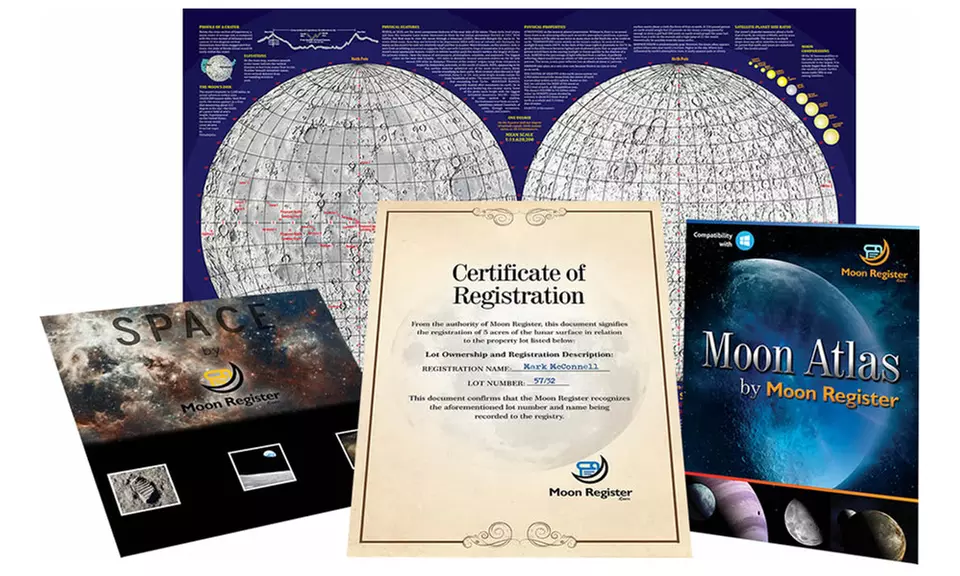 39,99 zł: 2 akry powierzchni Księżyca z imiennym certyfikatem, mapą i fotoksiążką z Moon Register.com (zamiast 64 zł) - Second Medium