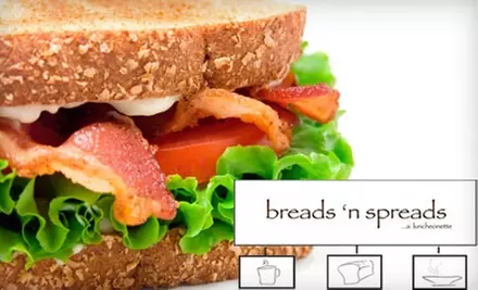 $8 for $16 Worth of Café Fare and Coffee or $20 for a Gourmet Tea Party for Four ($40 Value) at Breads 'n Spreads Luncheonette - Primary Image