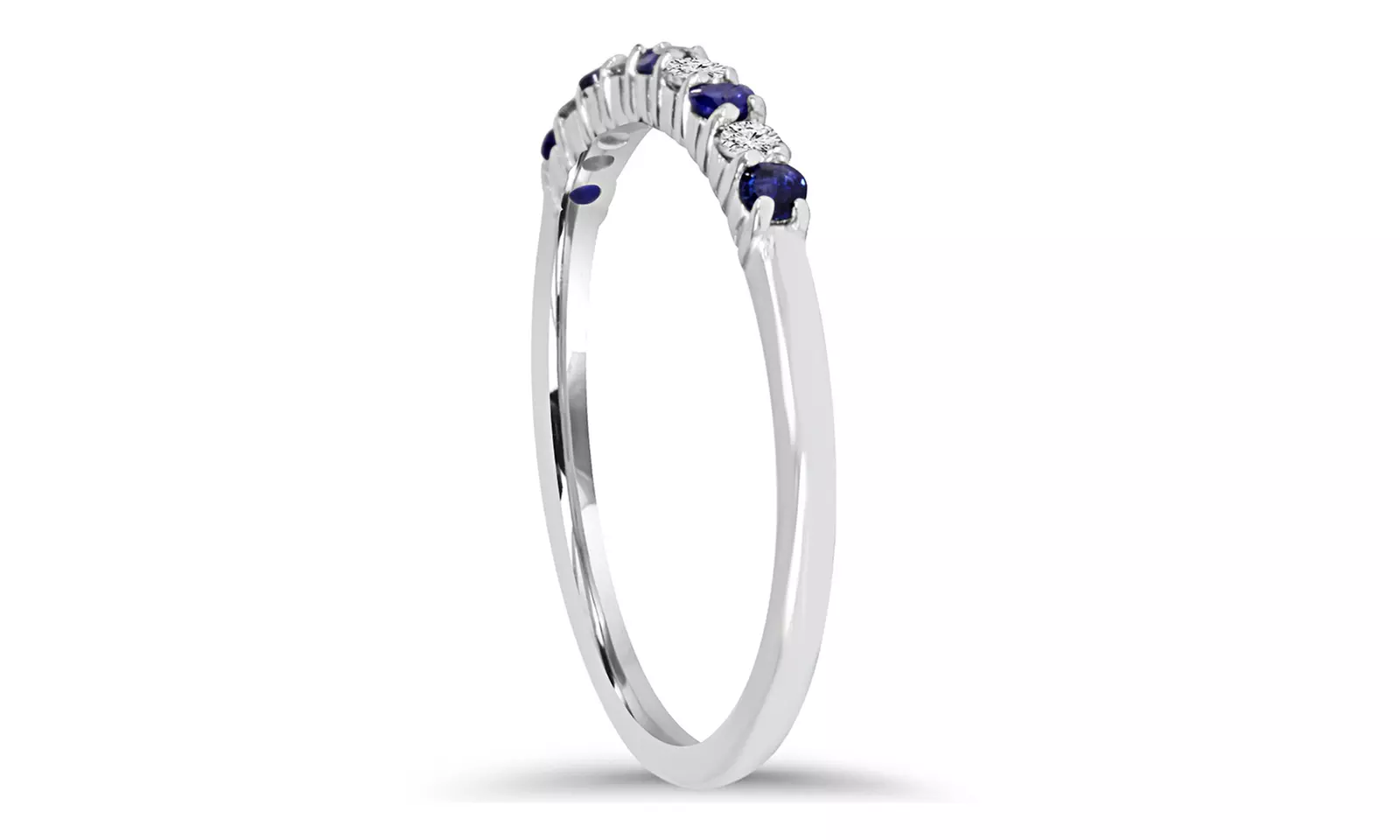1/4 CTTW Genuine Blue Sapphire and Round Cut Diamond Wedding Ring in 10K Solid White Gold by Bliss Diamond - Second Medium