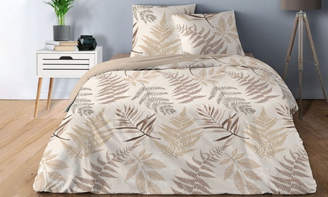 Parure de lit motif branchage en percale de coton