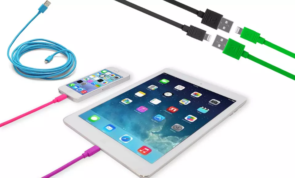 Aduro Apple-Certified Lightning-to-USB 10ft. Sync and Charge Cable in Black, Blue, Green, Pink, or Purple.  - Primary Image