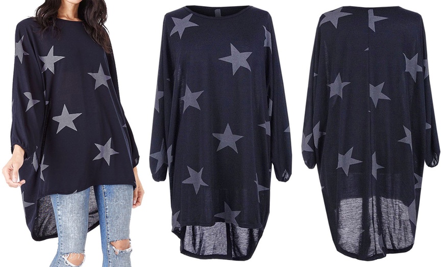 Image 6: Oversized Star Print Hi-Lo Top