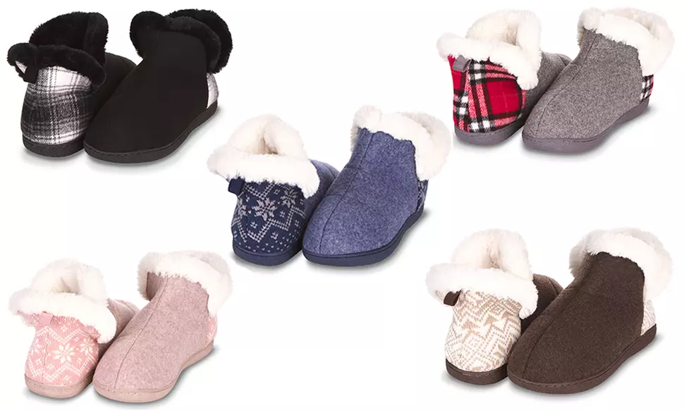 Floopi Womens Indoor/Outdoor Fur Lined Felt Upper W/Memory Foam Bootie Slipper - Primary Image