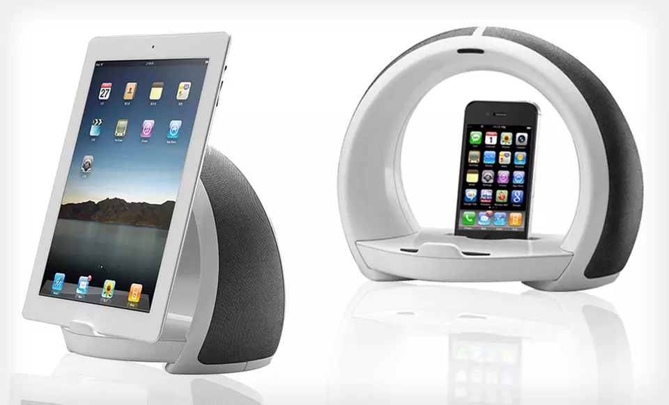 $19 for an Arc Speaker Dock and Tablet Stand in Black or White ($49.99 List Price). Free Shipping and Free Returns. - Second Medium