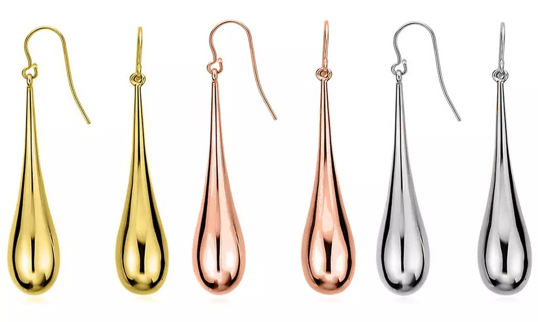 Italian Sterling Silver Water Drop Hook Earrings by Verona - Primary Image