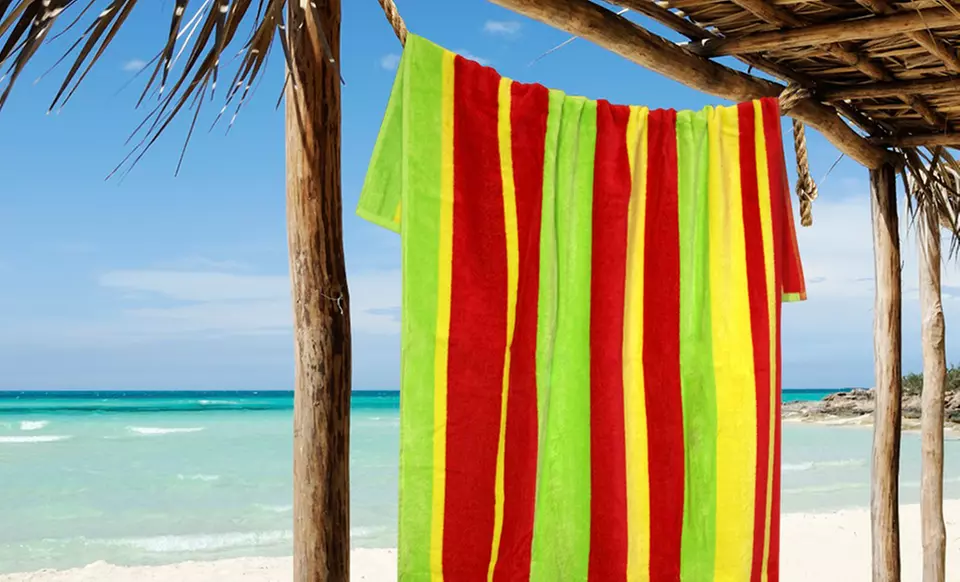 Kapri Stripe Beach Towel 2-Pack. Multiple Colors Available. Free Returns. - Second Medium