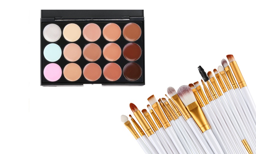 Image 3: Juego de brochas de maquillaje y paleta de colores