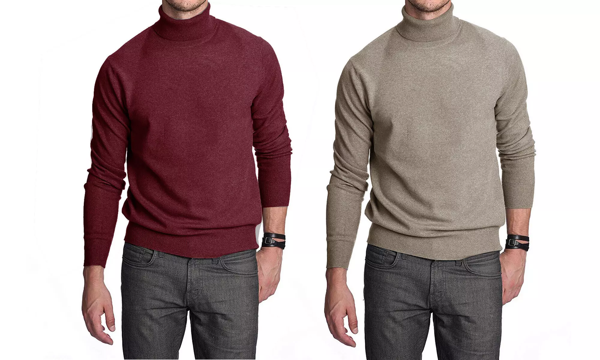 2 maglie dolcevita in cashmere e lana da uomo