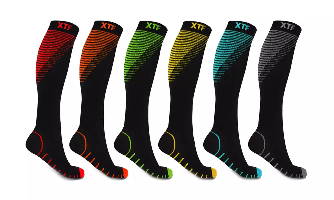 XTF Graduated Knee-High Compression Socks (6 Pairs) - Primary Image