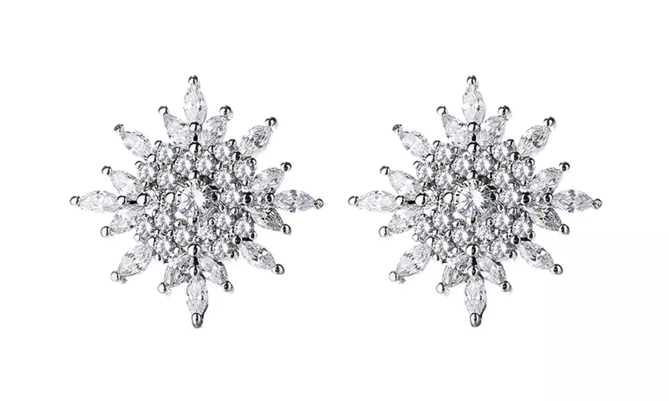 Sterling Silver Starburst Stud Earrings with crystals from Swarovski