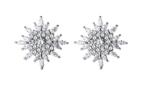Sterling Silver Starburst Stud Earrings with crystals from Swarovski Clear Crystal Crystal 2 1/4 ct Sterling Silver