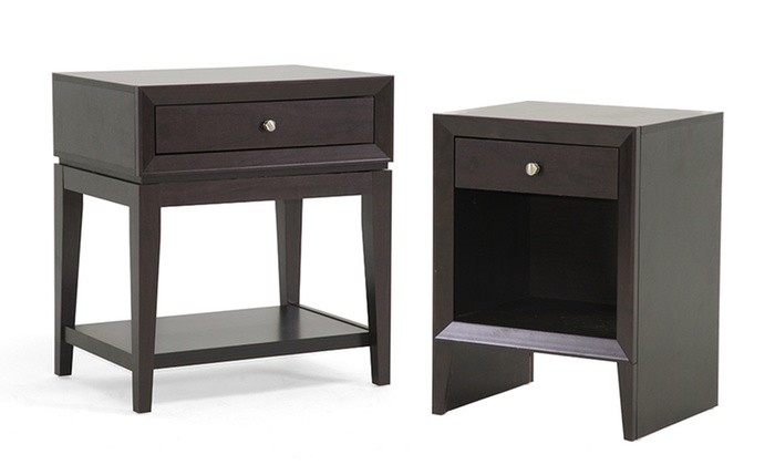 Contemporary Espresso Nightstand Groupon Goods