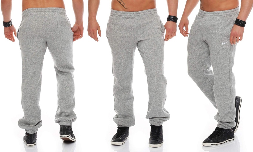 Image 3: Nike Men's Club Swoosh Cuff Joggers Fleece Track Bottoms