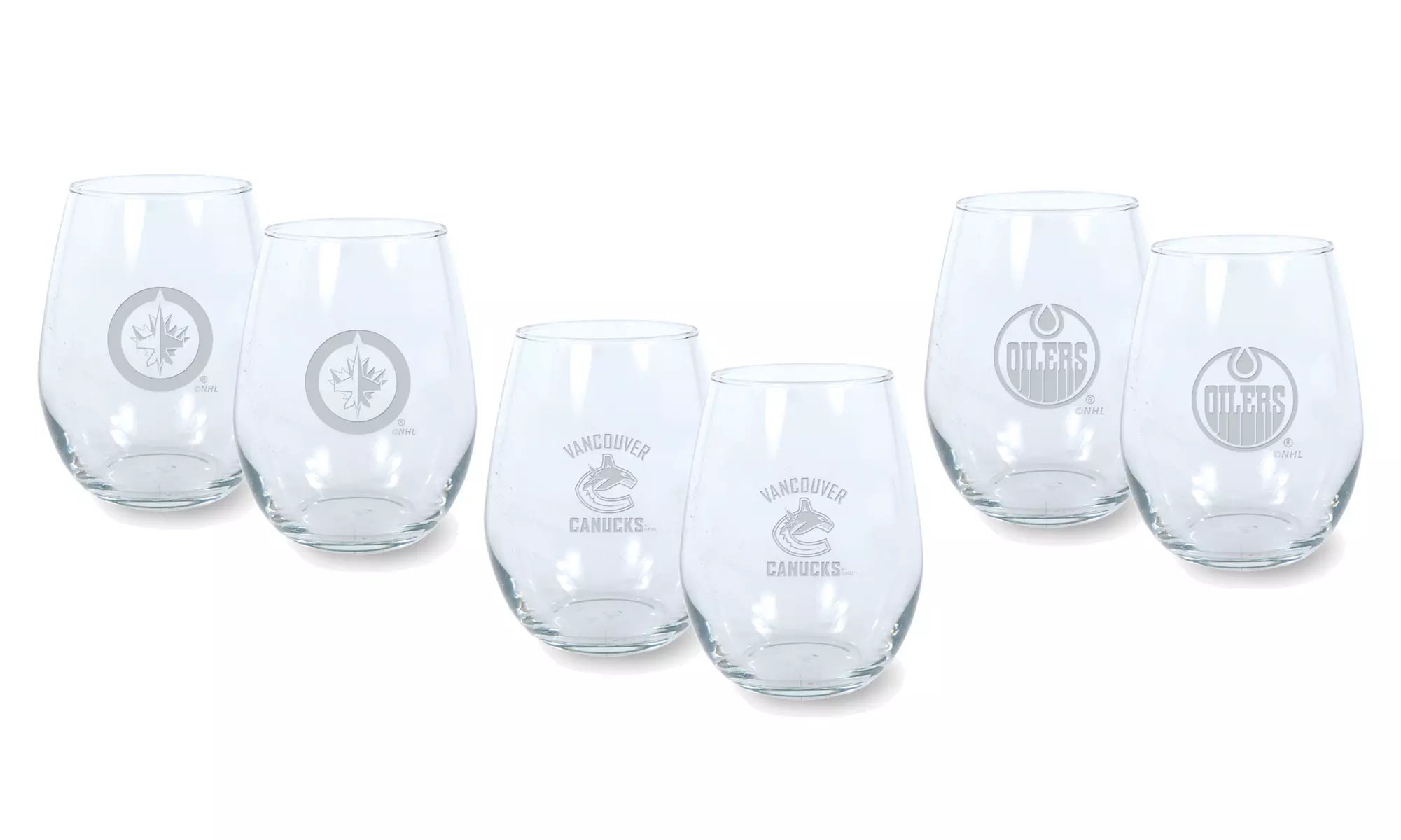 2-Pack of NHL Stemless Laser-Etched 17oz. Wine Glasses - Primary Image